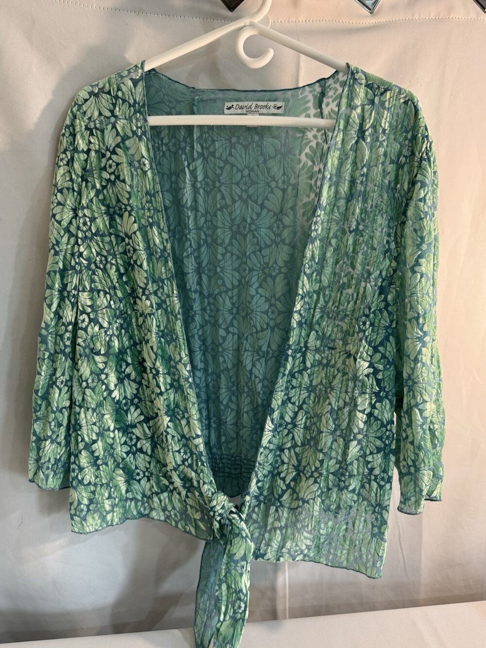 David Brooks Plus Size Mid Length Cardigan 1X Coastal Chic Cottage Core 0061